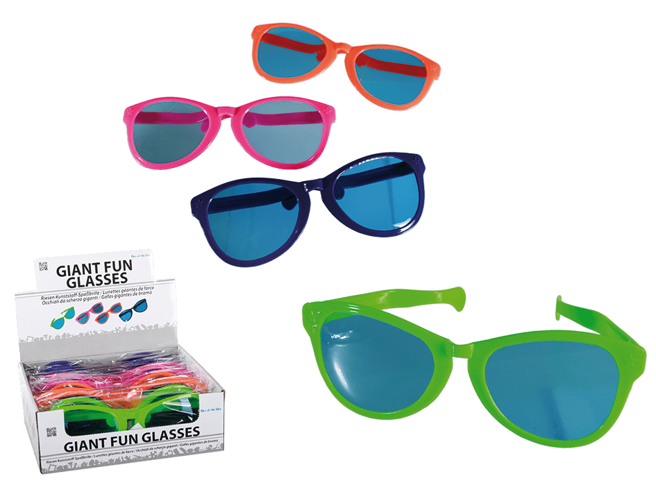 Giant plastic fun glasses with coloured lenses