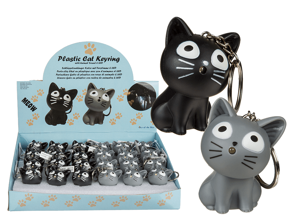 Plastic Cat with animal sound & LED (incl. batteries) ca. 