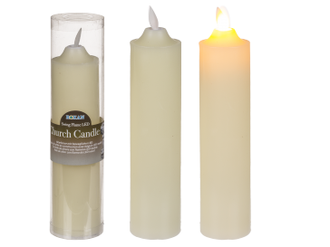 Ivory coloured church candle with swing flame led
