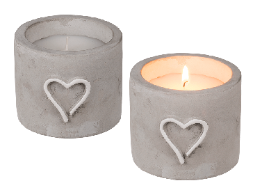Candle in cement pot with heart