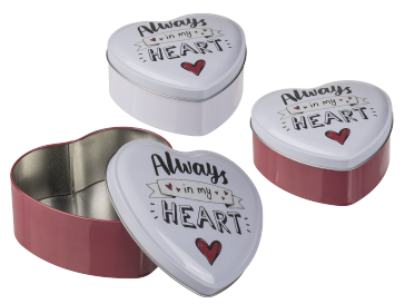 Red heart molding metal tin box