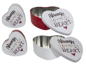 Heart shaped metal tin box