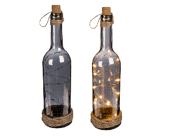 Smoked glass bottle with 10 warm white LED