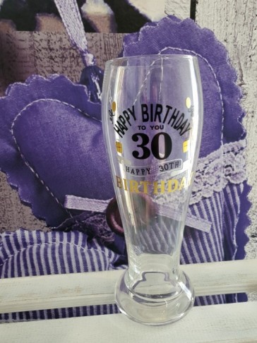 Sklenený narodeninový pohár na pivo "30", 23 cm