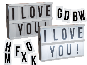 Illuminated plastic display board with 60 letters & symbols