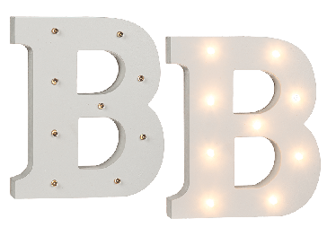 Illuminated wooden letter B