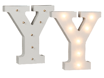 Illuminated wooden letter Y