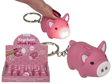 Pink pig with metal key chain