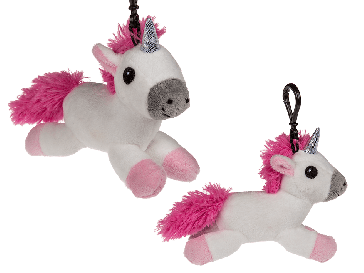 Plush unicorn with carabine hook & sound