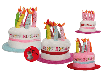 Plush Birthday hat with 8 candles  & music