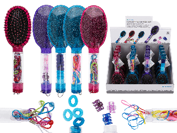Hairbrush with accessories in handle
