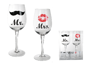 Sada pohárov na víno Mr.&Mrs.