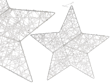 White metal star with glitter with hanger