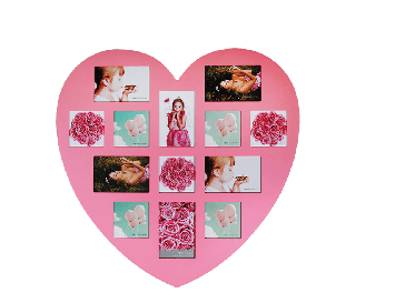 Pink heart wooden picture frame 60 x 60 cm