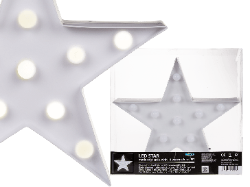 White plastic star with 11 warm white LED