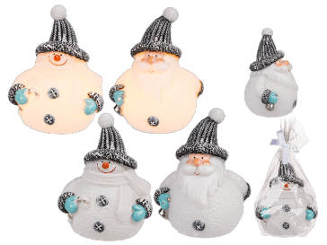 Plastic Santa Claus & Snowman with led incl. battery