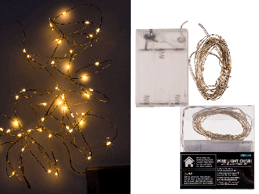 Wire light chain with 40 warm white LED