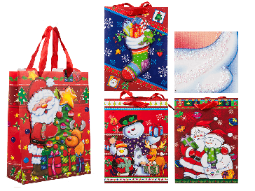 Vianočná darčeková taška s trblietkami 18x8x24cm