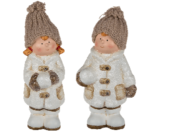 White ceramic kids with creme coloured woolen hat