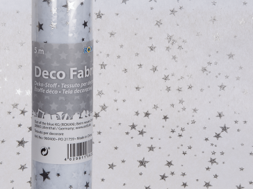 White deco fabric with silver coloured stars
