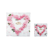 Paper napkins with heart of rose coloured roses