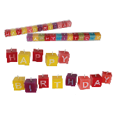 Multi coloured square candles with letters