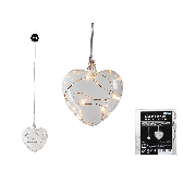 Glass heart with 5 LED for hanging