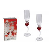 Champagne glass with red heart
