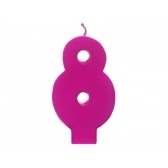 Birthday candle Number 8, pink, 1piece