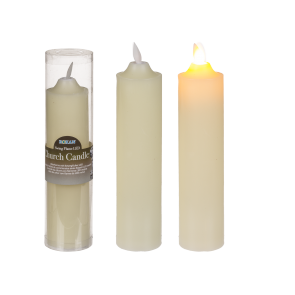 Ivory coloured church candle with swing flame led