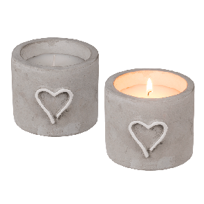 Candle in cement pot with heart