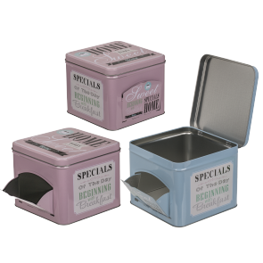 Rectangular pastel coloured metal tin Cookies box with flap