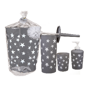 Grey bath set with white stars