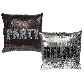 Silver/black coloured sequin cushion