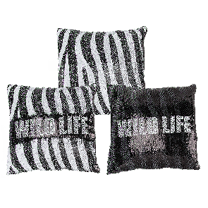 black/white coloured sequin cushion