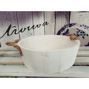 Drevená misa kvetináč - biela 25 cm