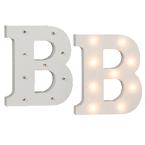 Illuminated wooden letter B