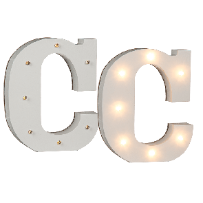 Illuminated wooden letter C