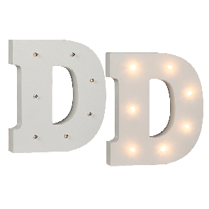 Illuminated wooden letter D