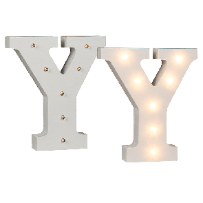 Illuminated wooden letter Y