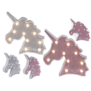 Illuminated plastic unicorn head