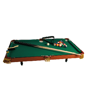 Wooden tabletop pool with 2 cues