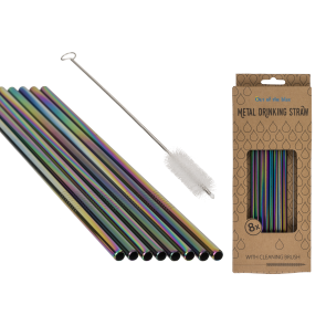 Metal drinking straw with cleaning brush
