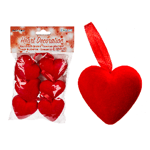 Červené plastové srdce 6 ks