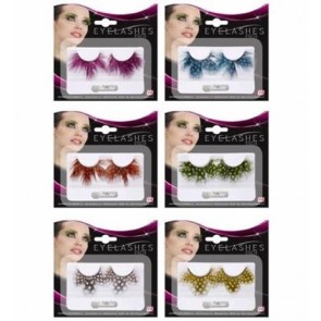 Artificial eyelashes feather - black with dots