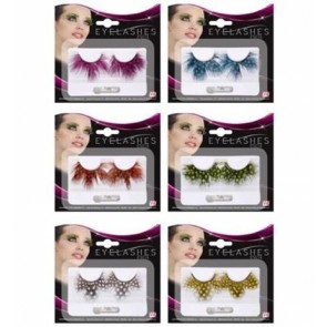 Artificial eyelashes feather - black with dots