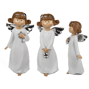 Standing polyersin angel with silver coloured star