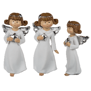 Standing polyersin angel with silver coloured star