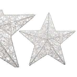 White 3D metal star with glitter with hanger