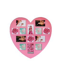 Pink heart wooden picture frame 60 x 60 cm